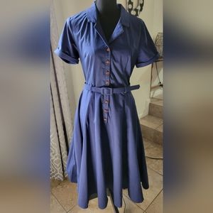 Collectif Navy Blue Swing Dress